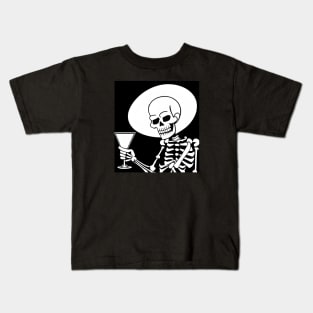 Skeleton with martini cheers cocktail Kids T-Shirt